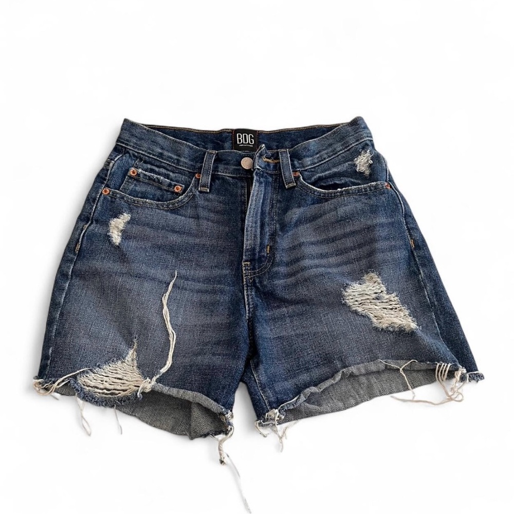BDG Distressed Jean Shorts - Dark Blue